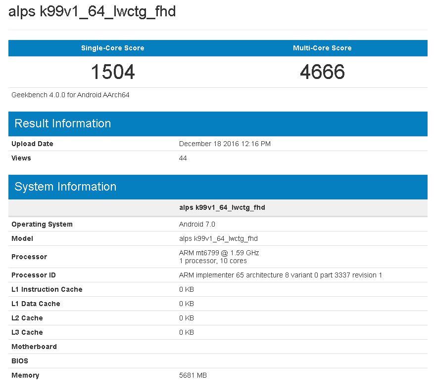 Helio X30(MT6799)がGeekbenchにてリーク。RAM 6GBを搭載可能に