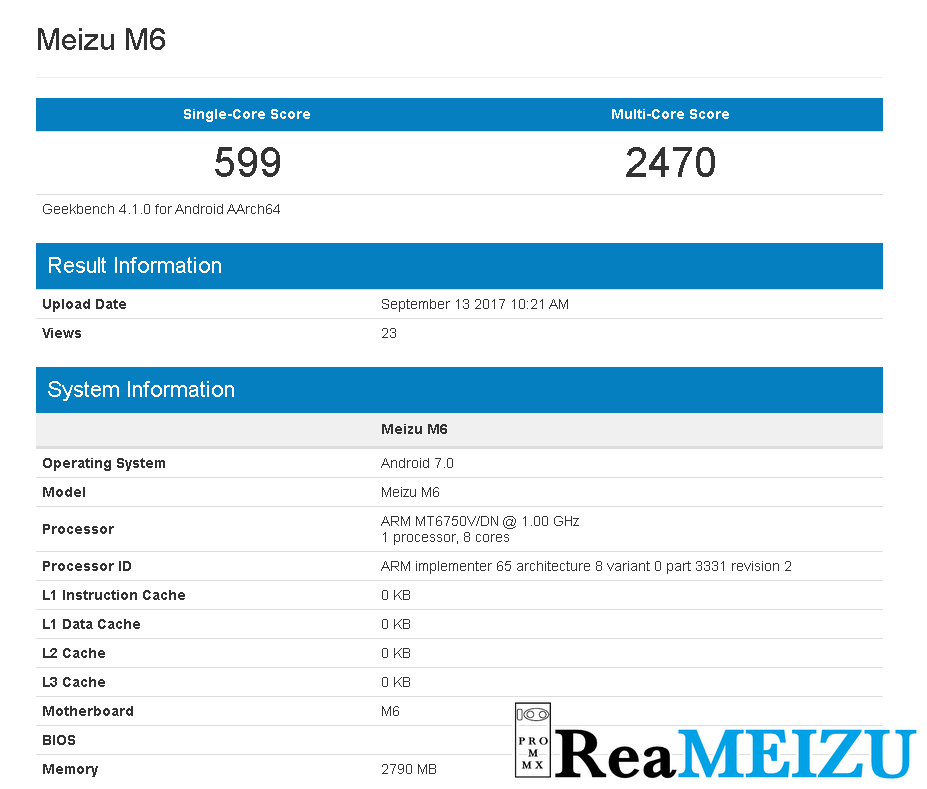 Meizu M6 miniがGeekbenchに登場。MediaTek MT6750を搭載
