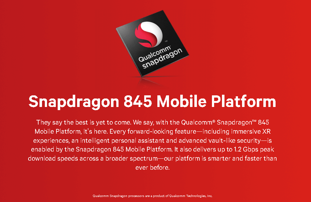 QualcommがSnapdragon 845を正式発表。Snapdragon 835よりも30%程度の性能上昇が出来ているとのこと