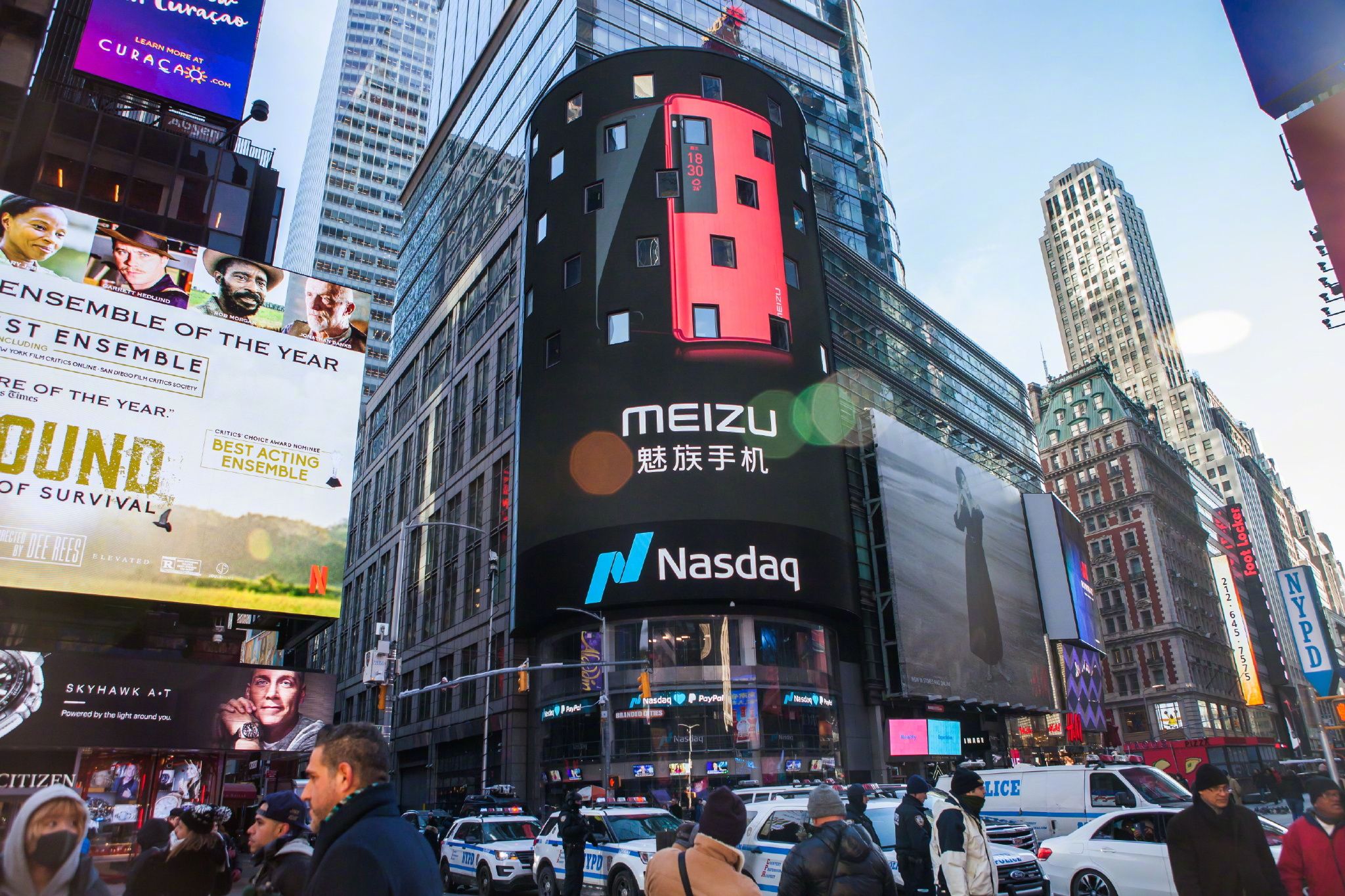 Meizu PRO 7をアメリカ・ニューヨークのタイムズスクエアのナスダックの広告塔に掲載