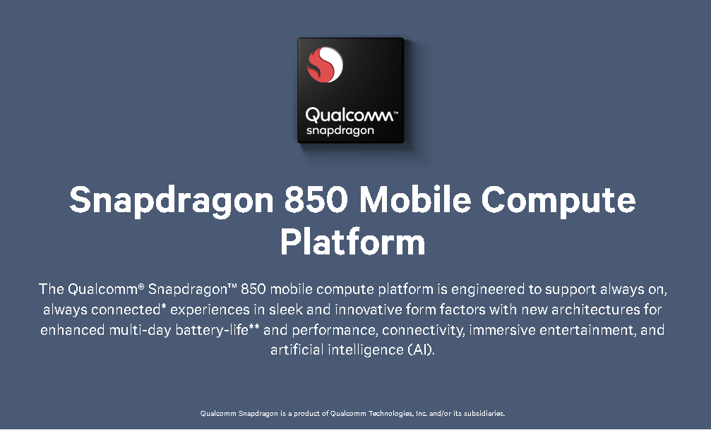 QualcommがSnapdragon 850 Mobile Compute Platformを発表