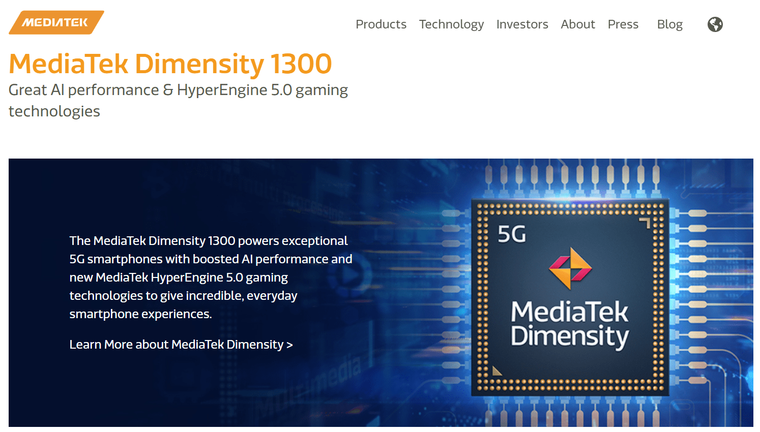 MediaTekがDimensity 1300を静かに発表、AI性能の向上とHyperEngine 5.0を採用